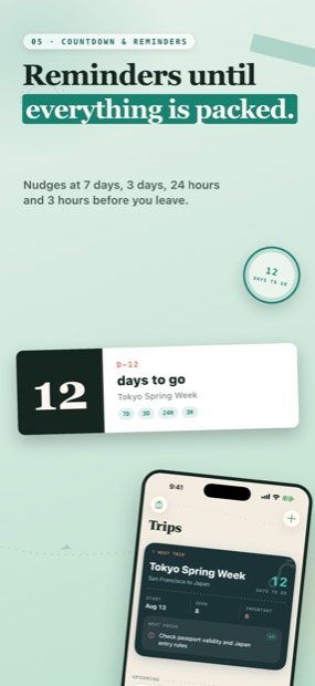 A trip countdown widget on the iPhone Home Screen
