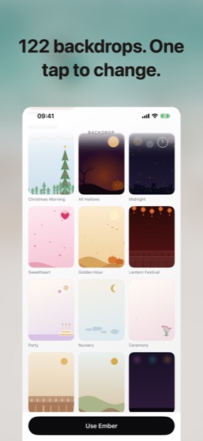 The backdrop picker with full-screen backgrounds