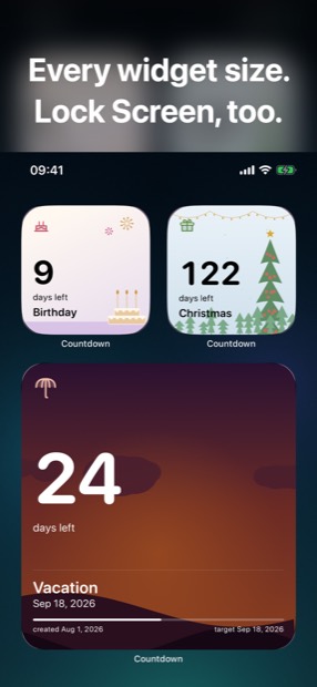 Countdown widgets on the iPhone Home Screen